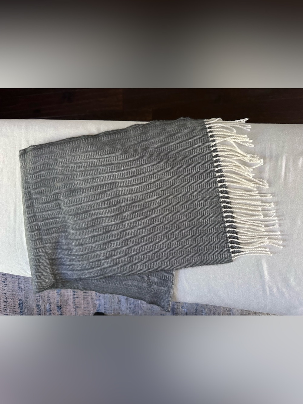 Gray Herringbone Fringe Scarf Wrap Shawl